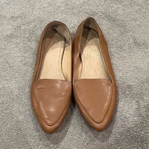 Tan loafers, lightly worn